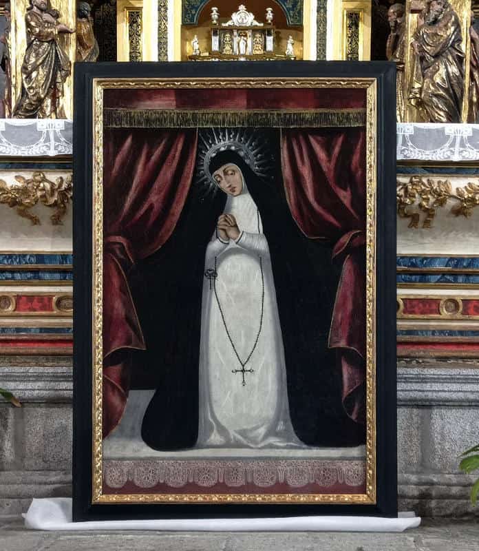Restauración de lienzo y marco de la Virgen de la Soledad, para la Iglesia de San Eutropio en El Espinar (Segovia)